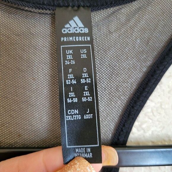 Adidas Womens Sports Bra Black XXL Racerback Active Top Plus Size 2XL New - Picture 2 of 9